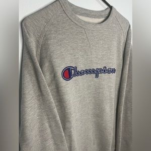 NWT Champion Mens Powerblend Fleece Crew Neck Logo Sweatshirt GREY/ Size M
